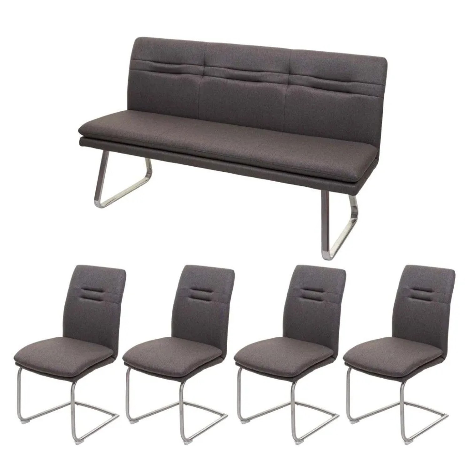MCW Esszimmer-Set H70 Esszimmergruppe Grau-Braun 160cm