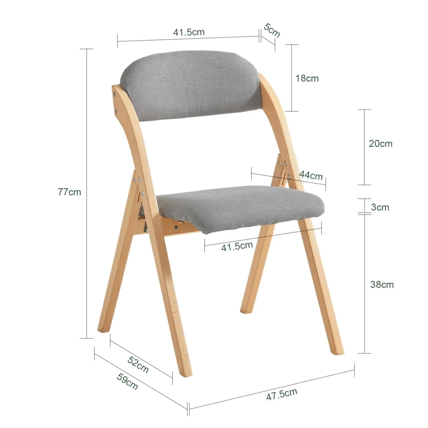 2er Set SoBuy Esszimmerstühle, Klappstühle mit grauem Bezug und Holzgestell.