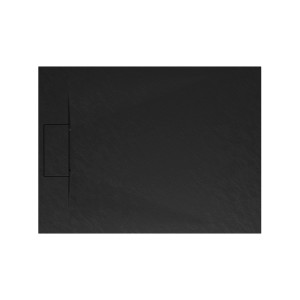 Rechteckige, extraflache Schulte Duschwanne ExpressPlus, 120x90 cm, in Anthrazit mit Ablaufabdeckung.