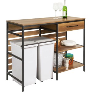 SoBuy Kücheninsel FSB71-PF im Vintage-Stil mit Schublade, offenen Fächern und Müllbehältern.