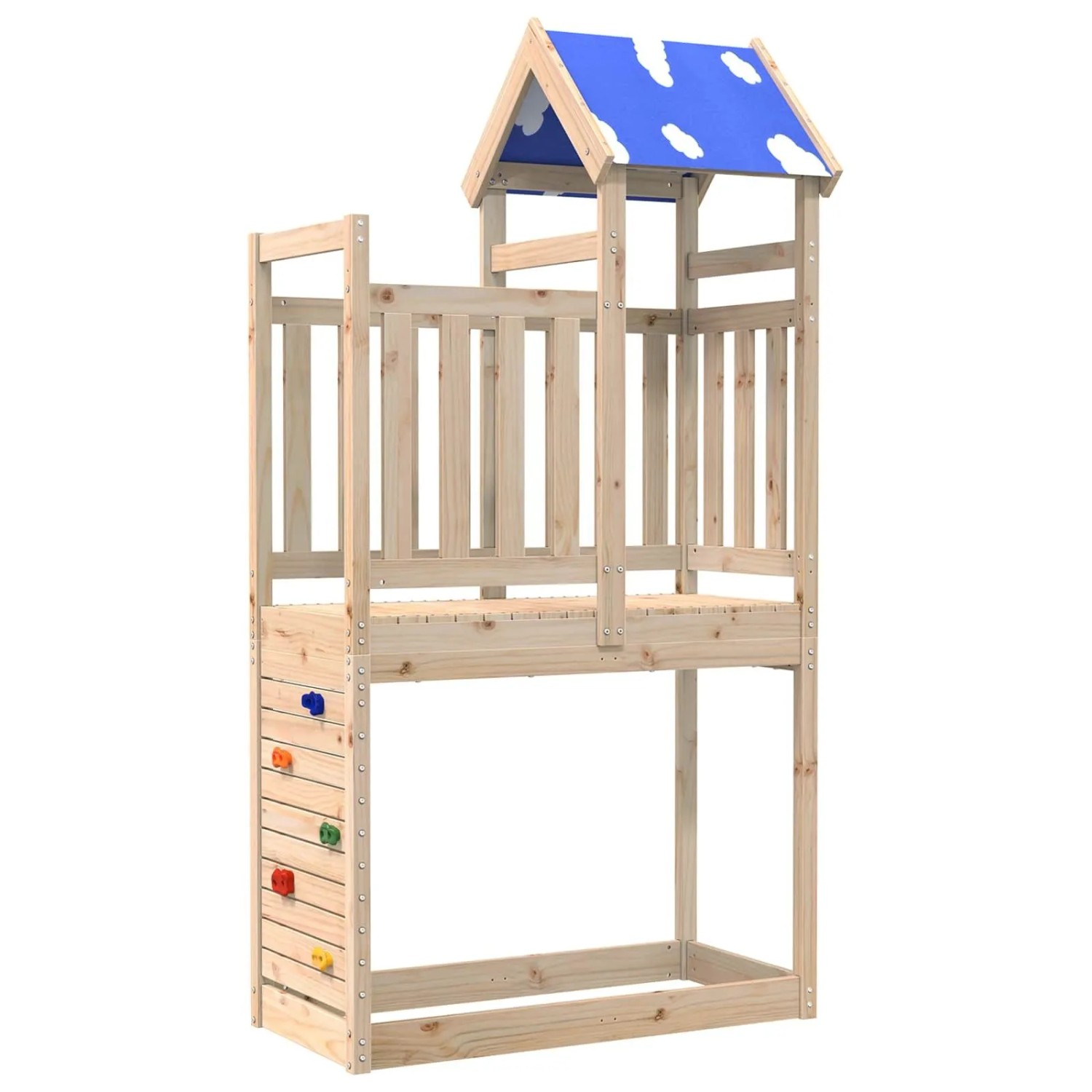 vidaXL Spielturm Braun 110,5 x 52,5 x 215 cm Massives Kiefernholz 3417172