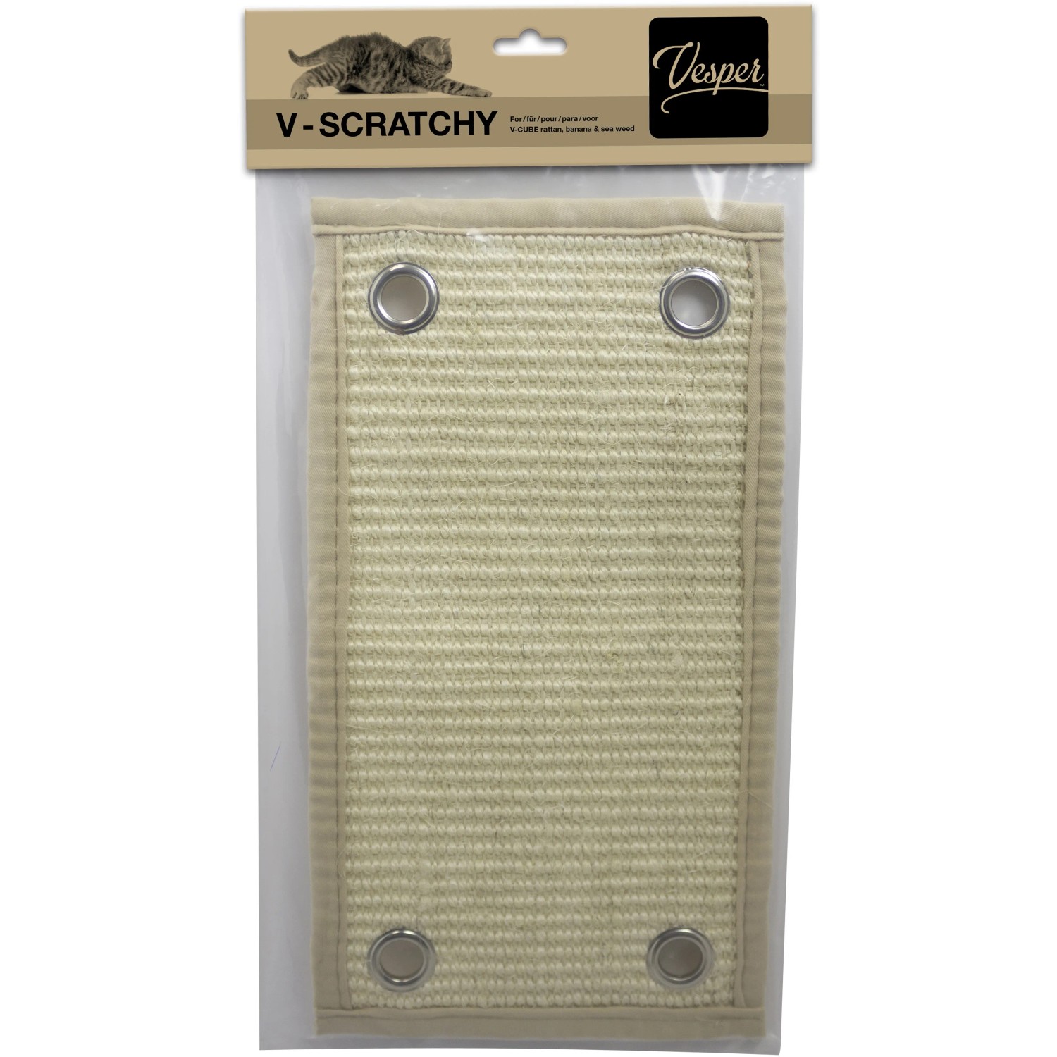 Vesper Kratzmatte Beige, 38x21cm, Ersatz für Vesper Cube Kratzbäume, aus Seegras.