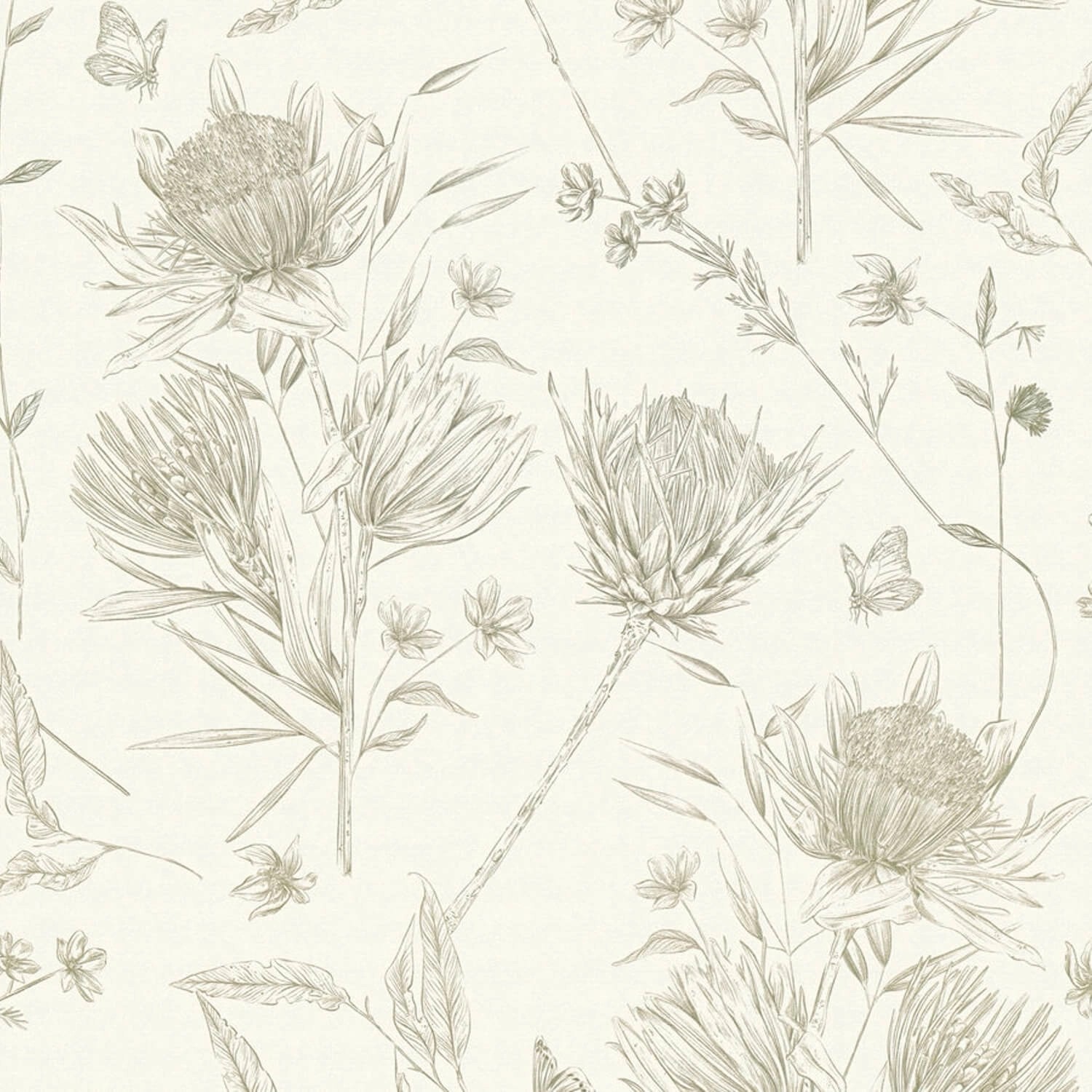 PROFHOME 394273-GU Blumen Tapete Floral Matt Weiß Grün 0,53 m x 10,05 m 5,3 günstig online kaufen