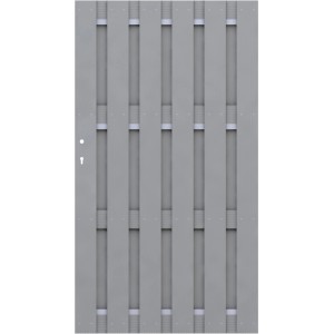 Graues Sichtschutzzaun Tor Jumbo aus WPC, 98x179 cm, mit Schloss und Beschlägen für den Garten.