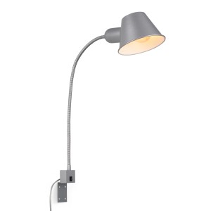 Schwenkbare Briloner Bettleuchte in Chrom-Matt, mit Schalter und flexiblem Arm.