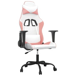 vidaXL Gaming-Stuhl mit Massagefunktion Weiß und Rosa Kunstleder 345408