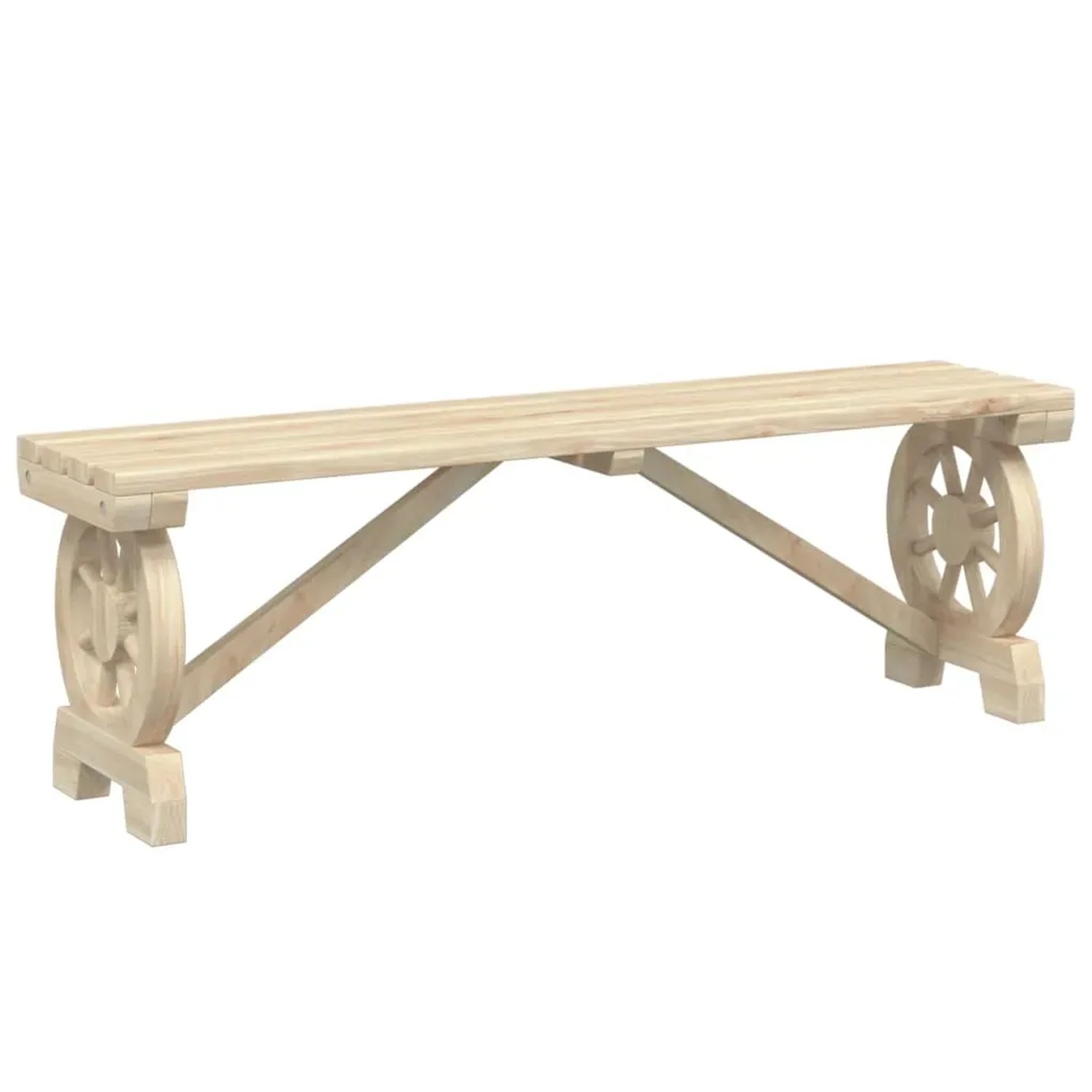 vidaXL 3-tlg. Garten-Essgruppe aus Tannenholz mit Wagenrad-Design: Tisch und Bänke für den Garten.