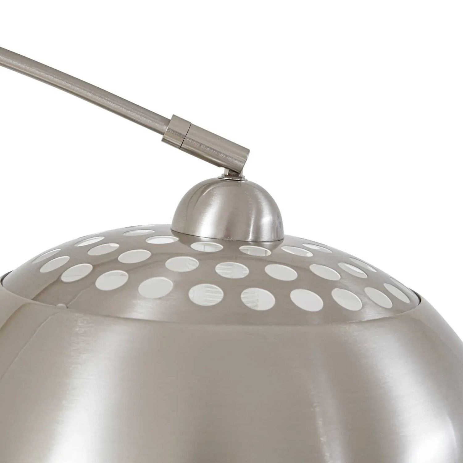 Detailaufnahme: Lindby Hernando Bogenlampe aus Alu, moderne Stehlampe für Wohnzimmer.