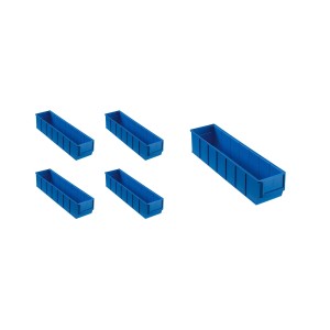 PROREGAL SparSet: 5 blaue Industrieboxen 400 S, 22 Liter, für Aufbewahrungssysteme.
