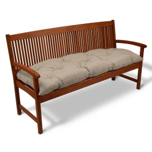 Beautissu Flair BK Bankpolster 180x50 Natur auf Holzgartenbank.