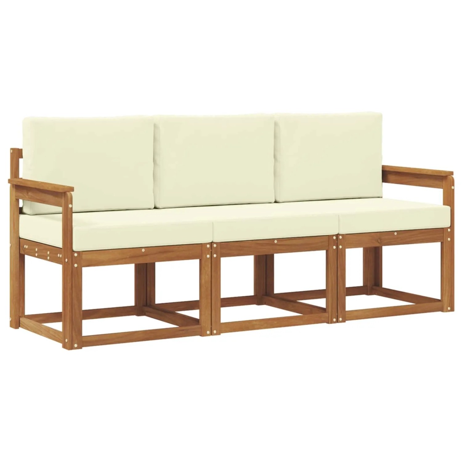 vidaXL Outdoor-Sofagarnitur mit Kissen 3 Stk Natur und Creme 3365928