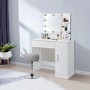 ML-Design Schminkhocker, hellgrauer Sitzhocker, rund, höhenverstellbar, Stahlfuß.