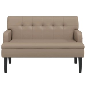 Elegante Garderobenbank in Cappuccino: Sitzbank mit Rückenlehne aus Kunstleder, 112x65,5x75 cm.