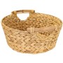 HMF 37276-30CM Aufbewahrungskorb Rund Korb Geflochten Wasserhyazinthe Holzgriffen 30 x 12 cm