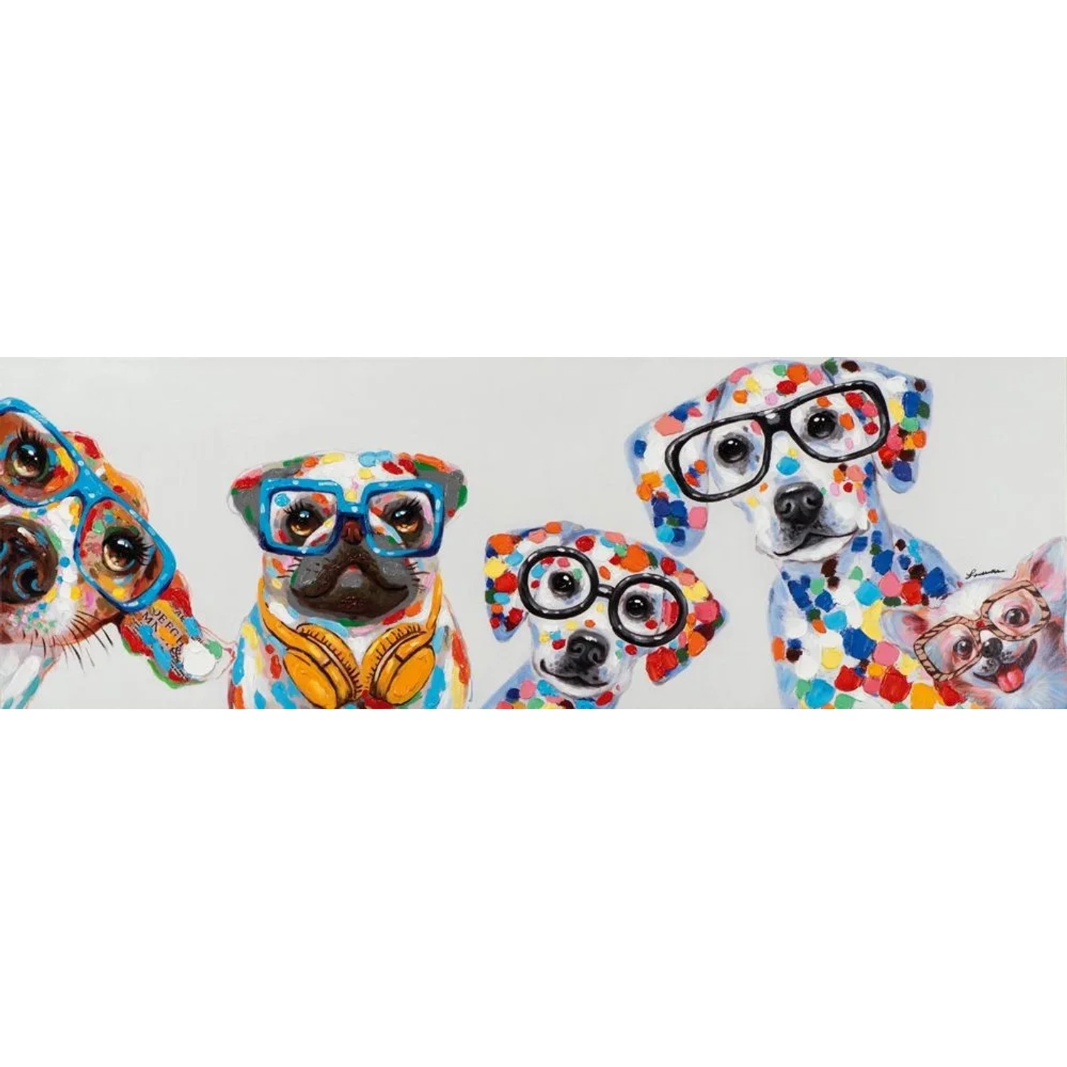 Art Universe Leinwandbild Süße Hundebande 50 x 150 cm