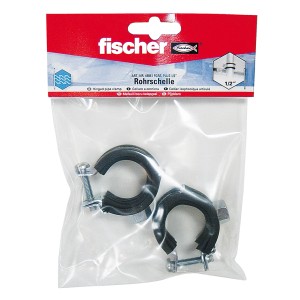 Fischer Gelenkrohrschelle FGRS Plus 1/2, 2er-Set Schallschutzrohrschellen mit Schnellverschluss.