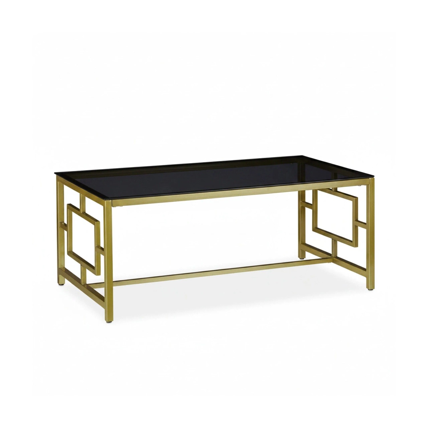 Relaxdays Couchtisch Glas Metall Schwarz Gold Belastbar 45 cm x 110 cm x 60 cm 16 kg