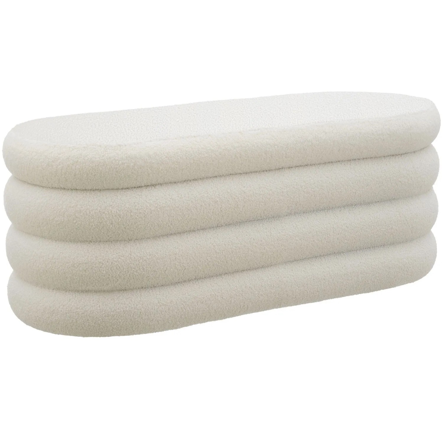 Tectake Polsterbank Altu Mit Samt Oder Bouclé 2 Große Staufächer  45 x 110 x 42 cm Bouclé Creme Weiß