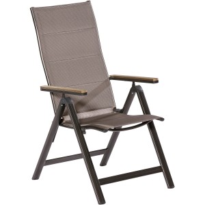 Gartensessel Trivero, diamantbraun, mit verstellbarer Rückenlehne und Polywood-Armlehnen.