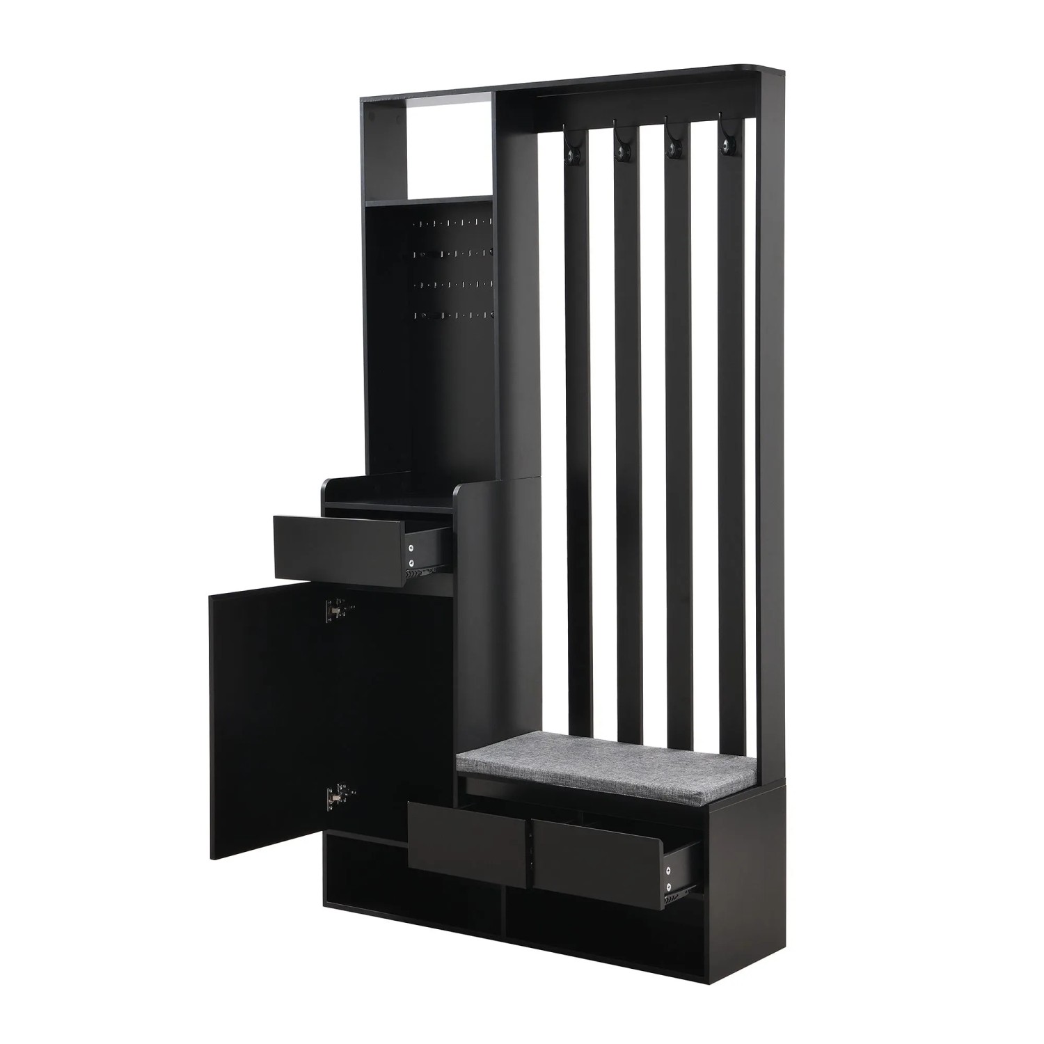 Okwish Flurgarderobe Mit Schuhbank 4 Haken Eingangsbereich 100x180x35cm Schwarz