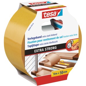 Tesa Verlegeband, extra stark klebend, 10 m x 50 mm. Ideal für Teppiche und PVC-Beläge.