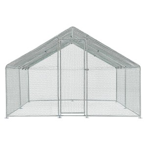 Juskys Freilaufgehege HLS25T 3x4x2m: Verzinkter, begehbarer Hühnerstall/Kleintierstall mit Tür und Regenschutzplane.