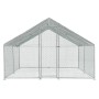 Juskys Freilaufgehege HLS25T 3x4x2m: Verzinkter, begehbarer Hühnerstall/Kleintierstall mit Tür und Regenschutzplane.