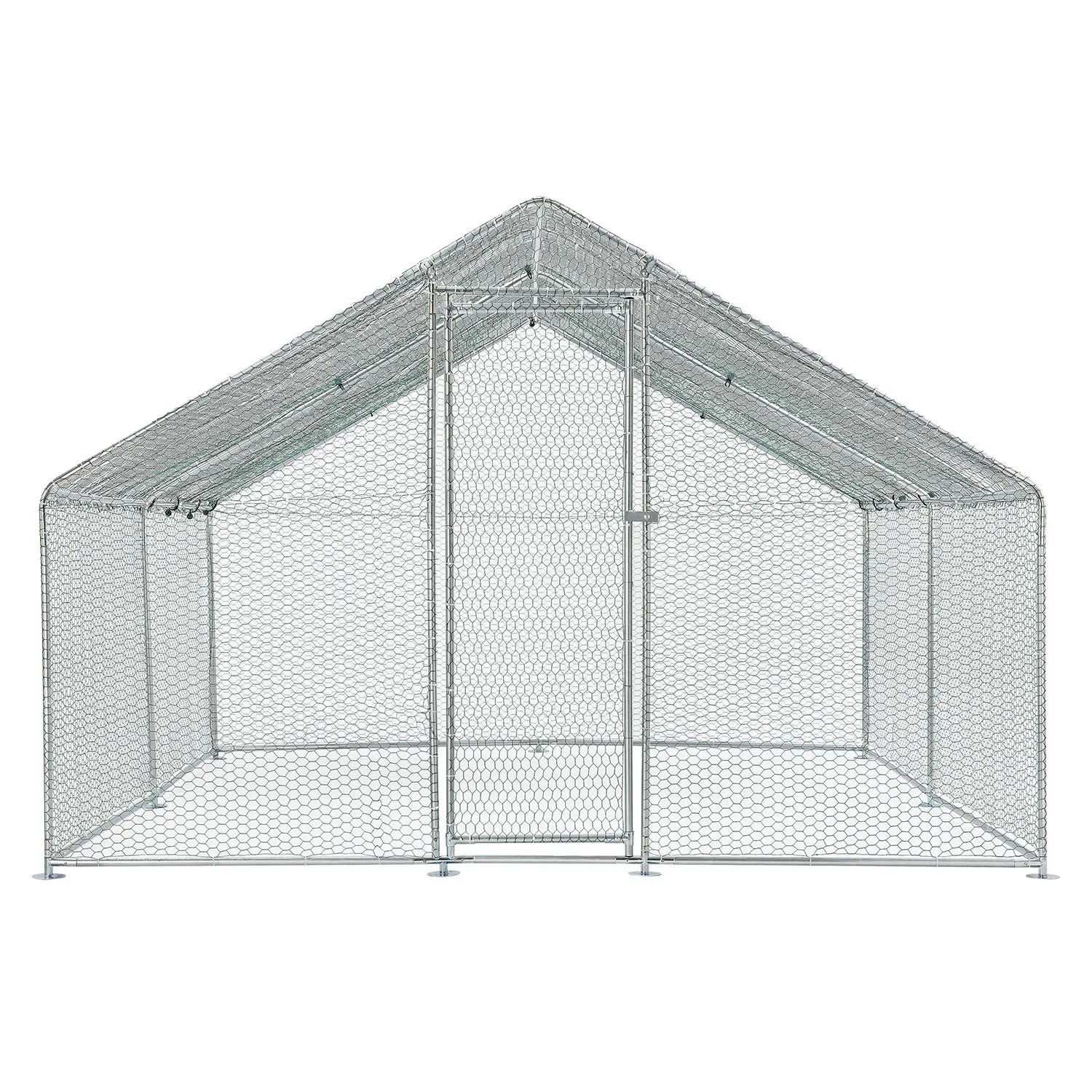 Juskys Freilaufgehege HLS25T 3x4x2m: Verzinkter, begehbarer Hühnerstall/Kleintierstall mit Tür und Regenschutzplane.