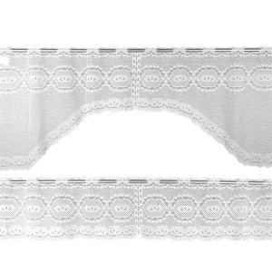 Arsvita Bistrogardinen-Set Mona, 2-teilig, weiße Scheibengardinen mit Blumenmuster und Stangendurchzug.