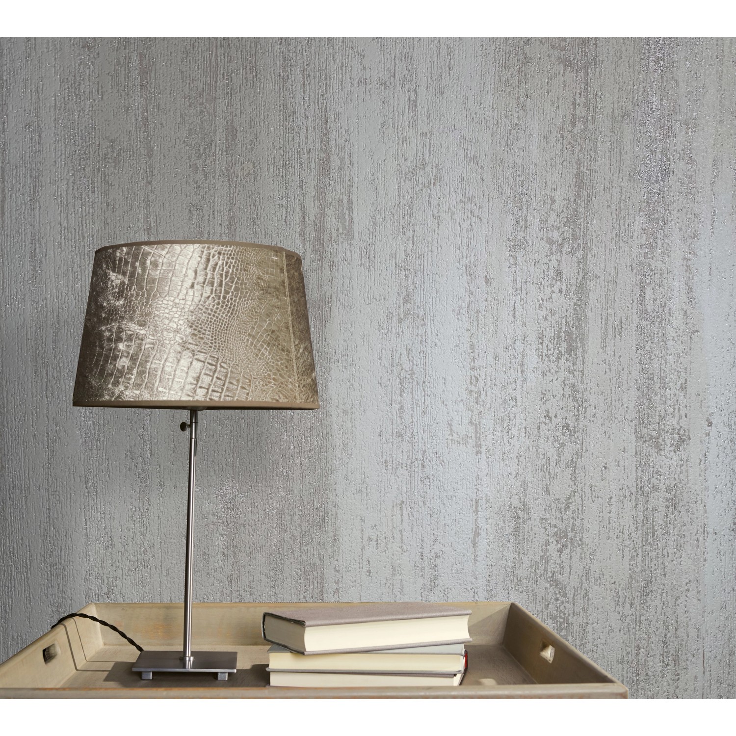 Beige Marburg Vliestapete Hailey mit Holzoptik und Struktur.