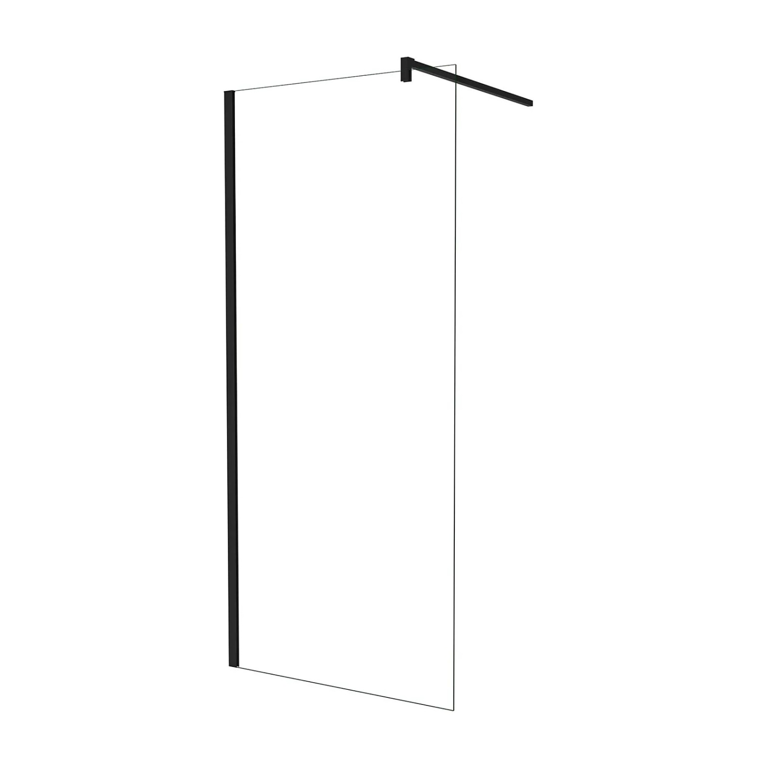 AICA Schwarz Walk In Dusche 80 x 185cm Duschwand Mit Schwarz Stabilisator 6mm NANO ESG Duschabtrennung Duschtrennwand F131B