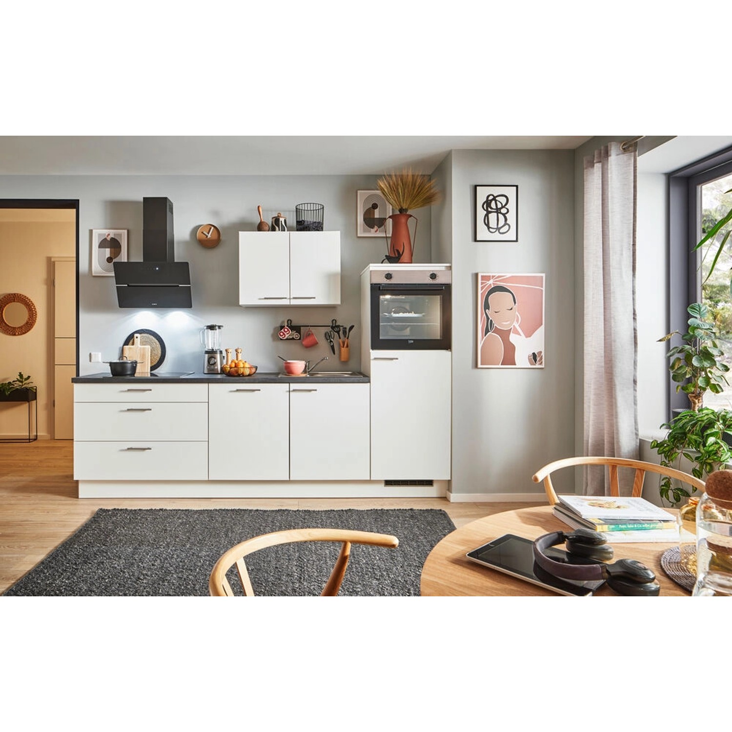 pino Küchenzeile 270 cm Weiß Anschlag rechts 1 Geräteschrank günstig online kaufen