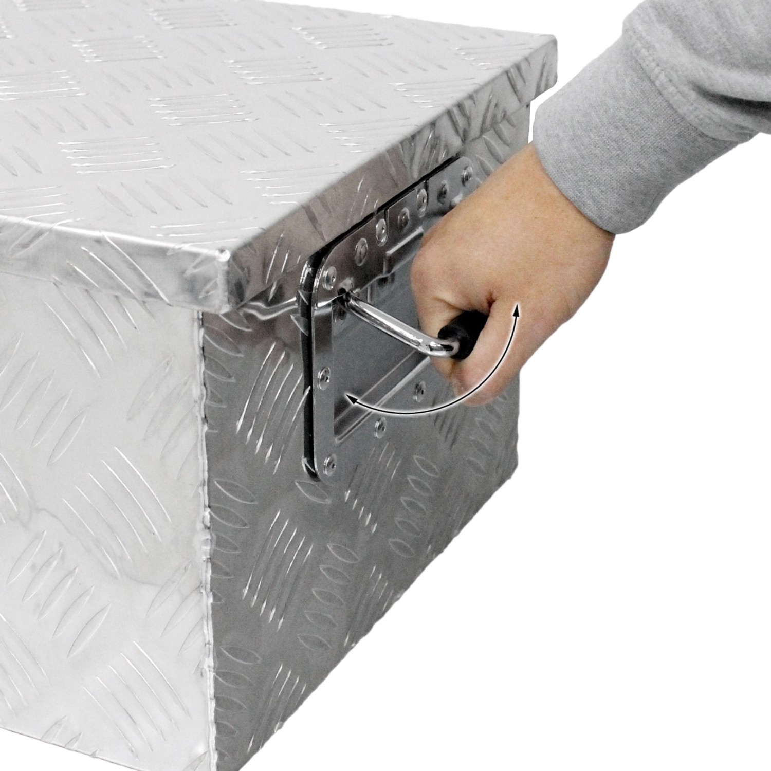 Alu Werkzeugkasten (73x24x32cm) mit Hand am Verschluss, abschließbarer Werkzeugkoffer für Autozubehör.