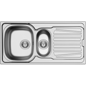 Pyramis Einbauspüle Sparta, 100x50 cm, Edelstahl Leinen, mit 1 1/2 Becken und Abtropffläche.