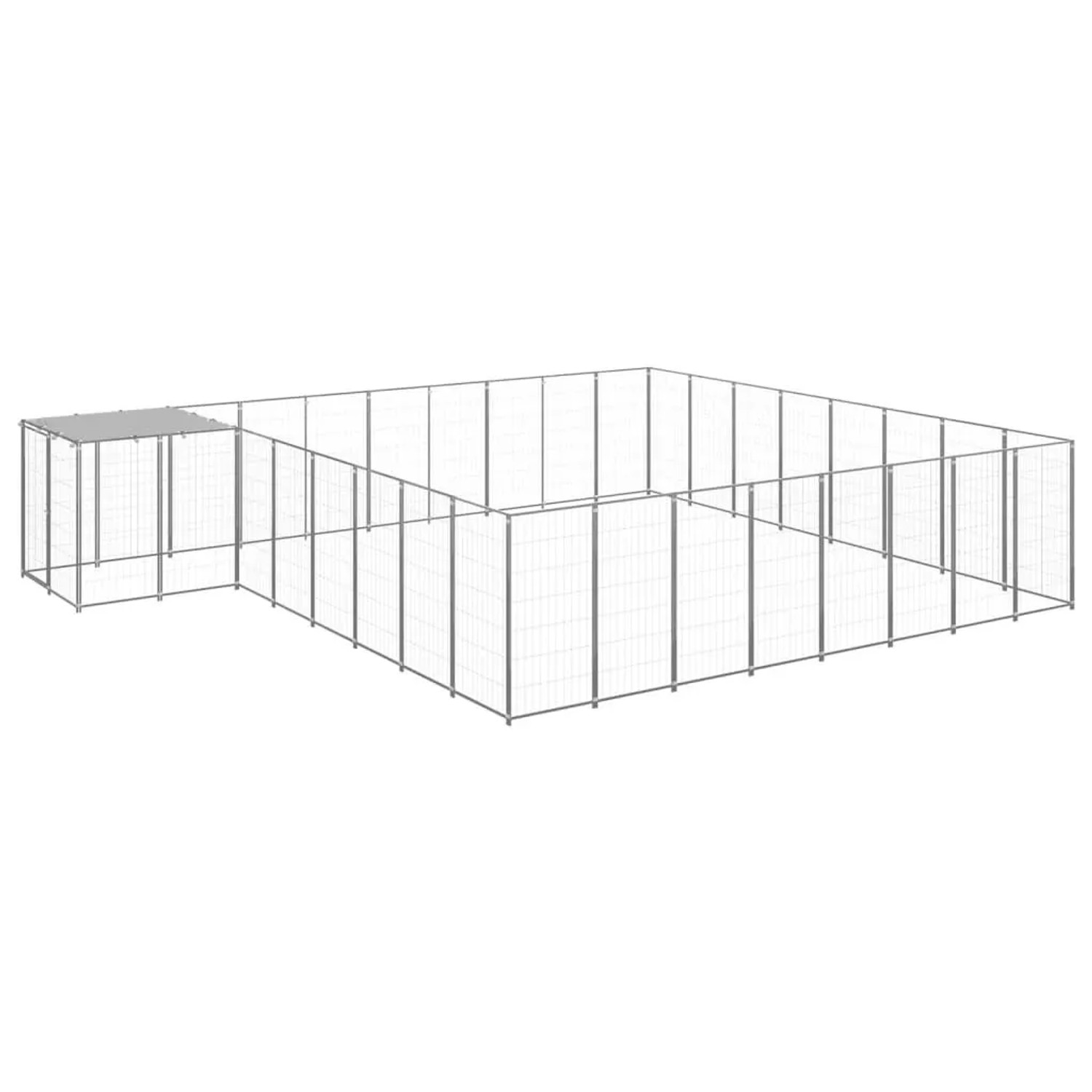vidaXL Hundezwinger Silbern 20,57 m² Stahl 3082234