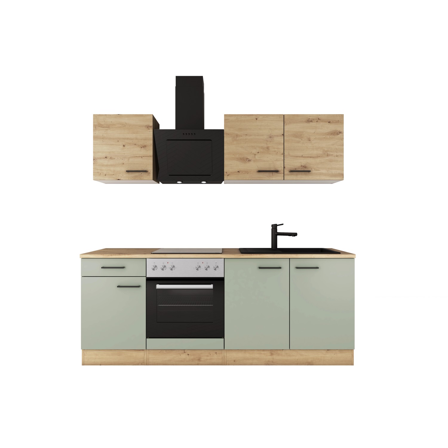 Flex-Well Exclusiv Küche 1601-005sWs Cara 210 cm Schilfgrün matt - Artisan günstig online kaufen