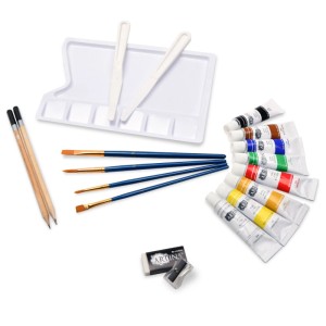 Artina Corsica Malset: Acrylfarben, Pinsel, Palette, Spachtel, Bleistifte, Radierer, Spitzer für Künstler.