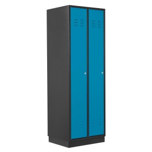 PROREGAL Garderobenschrank, anthrazitgrau/lichtblau, mit 2 Türen. Ideal für Ordnung.