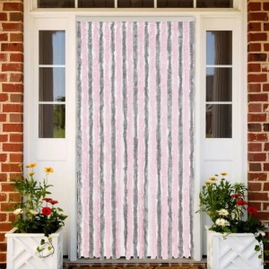 vidaXL Fliegenvorhang Silbergrau und Rosa 90x220 cm Chenille 377363