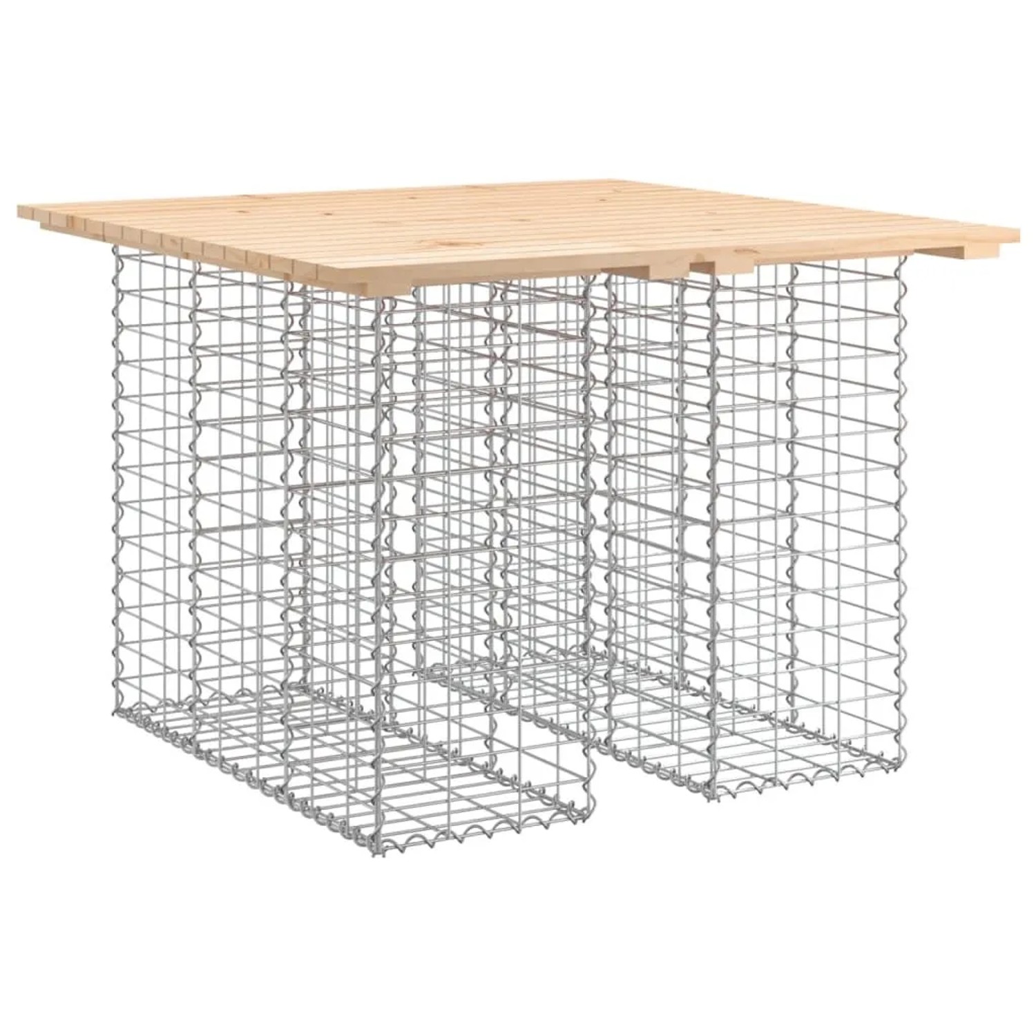 DELUKE Gartenbank Gabionen TELLE Aus Stahl 100x102x72cm Kiefernholz Natur 30cm Gabionenbreite Gabionenbank Gabionengitter Ziergabione