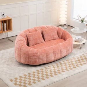 PXloue Stoffsofa Sofa Couches mit 2 Kissen Chenille Schaumfüllung 150 kg Rosa