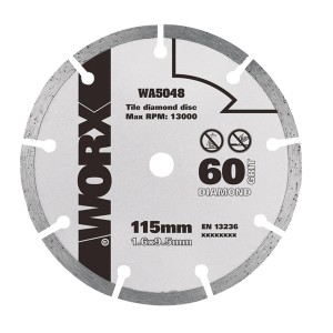 Worx Diamant-Trennscheibe WA5048, 115 mm Durchmesser für Winkelschleifer.