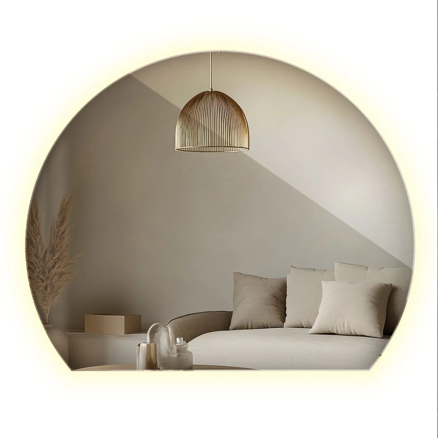 Wallfluent Spiegel Mit Licht 84x100 cm Mit Abgerundeter Form Und Neutralweiß 4000K LED Beleuchtung Für Bad Und Wohnzimmer