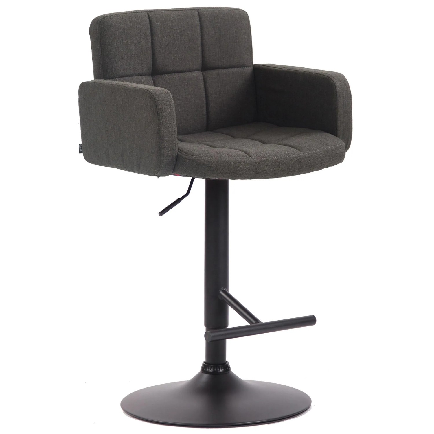 DELUKE Barhocker SUTUN Stoff Dunkelgrau 60x56x93cm Schwarz Barstuhl Höhenverstellbar Mit Lehne Drehbar Tresenhocker Tres...