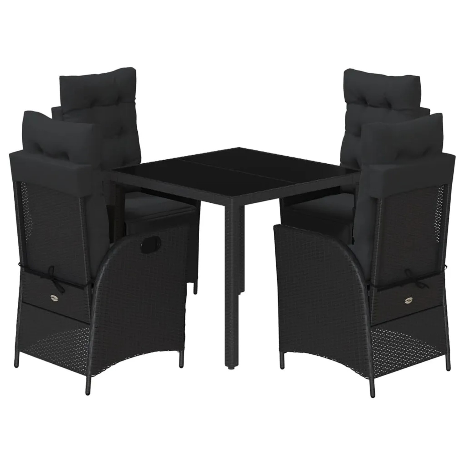 vidaXL 5-Tlg Garten-Essgruppe mit Kissen Schwarz Poly Rattan 3213321