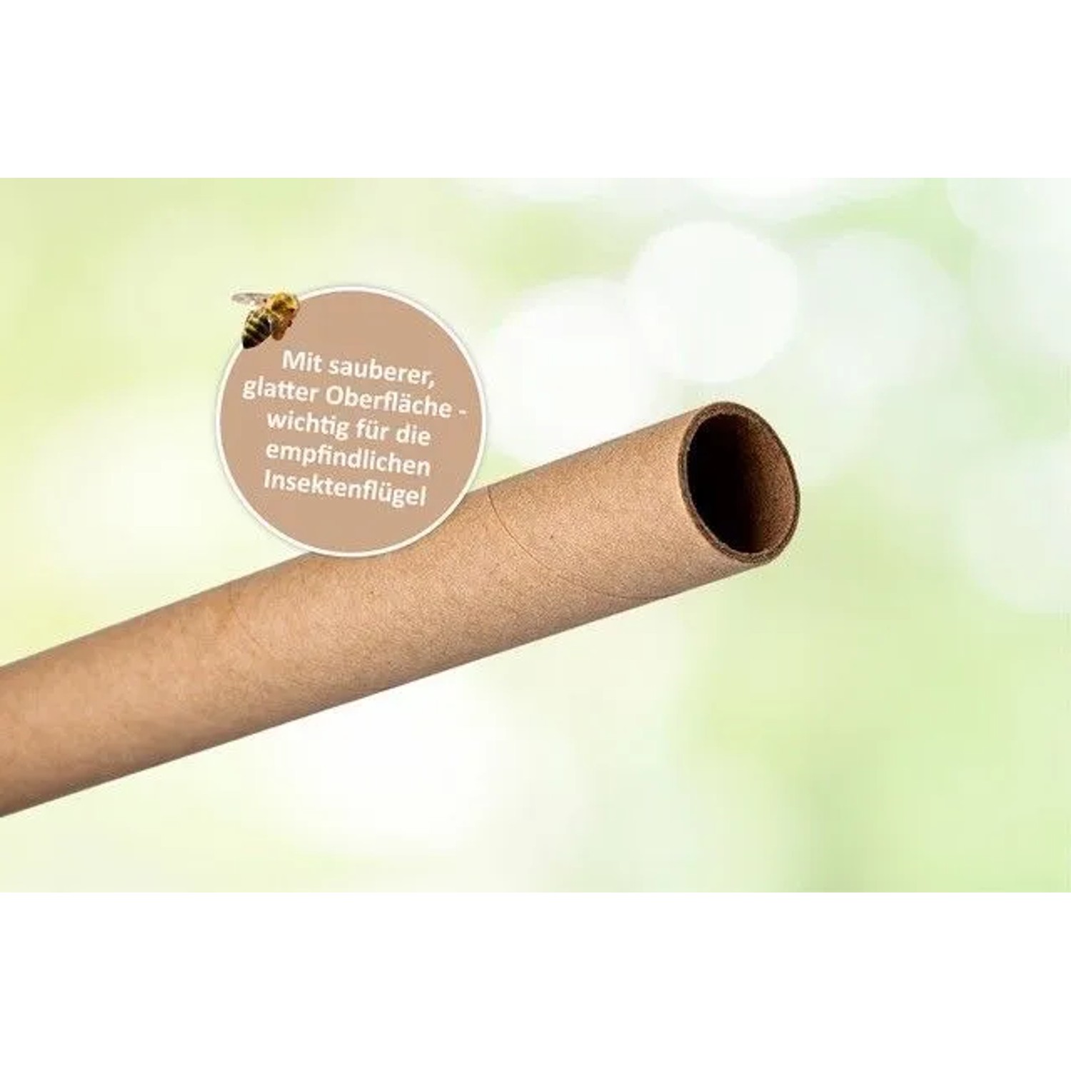 Braune Nisthülse aus Karton für Insektenhotels, Ø 8 mm, mit glatter Oberfläche für Wildbienen.