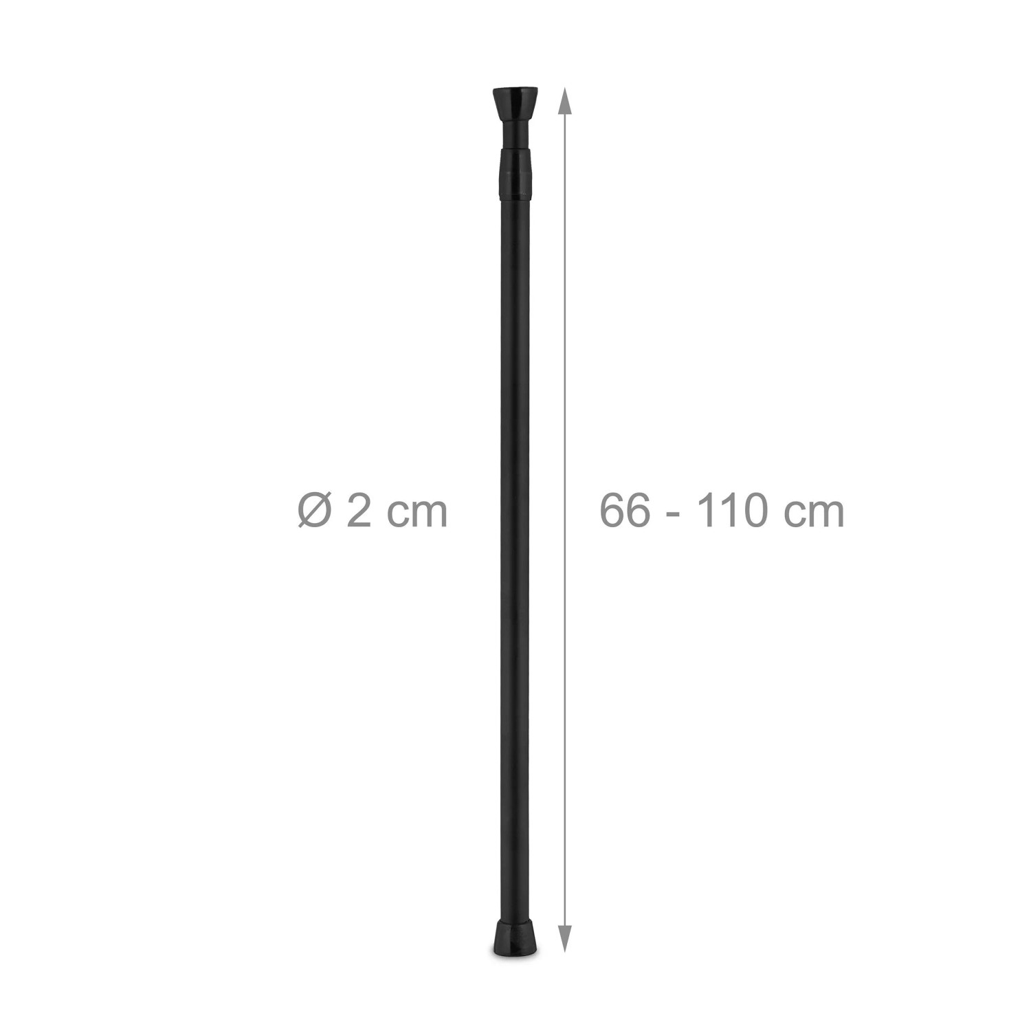 Relaxdays Teleskopstange Edelstahl Schwarz Verstellbar Rutschfest 66 cm bis 110 cm 0,4 kg_4