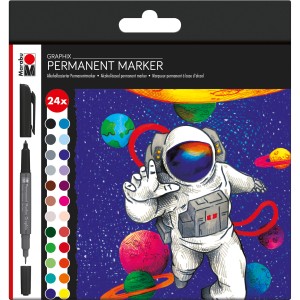 Marabu Graphix Marker Set, 24 Farben, für Illustrationen und Skizzen.