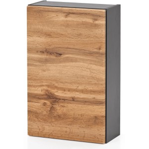Held Möbel Hängeschrank Salerno, 40 cm, Wotaneiche und Graphitgrau. Bad-Hängeschrank mit Holzoptik.
