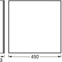 Technische Zeichnung der Ledvance Smart+ WiFi Panelleuchte Planon 45x45 cm mit Maßangaben.
